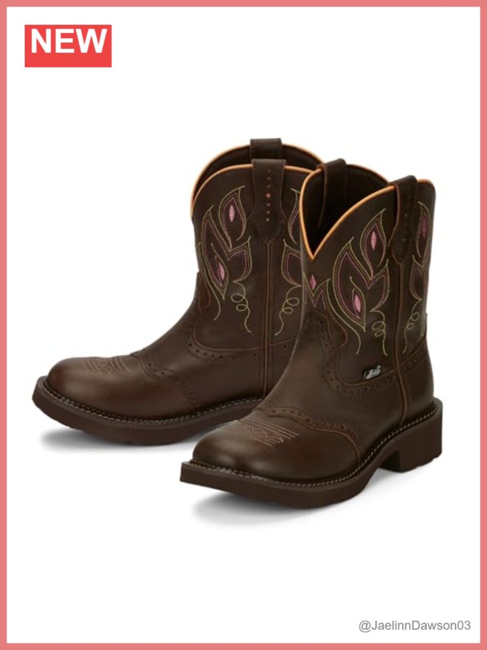 Leather Western Cowboy Boots Mid-Calf Slip-On Durable